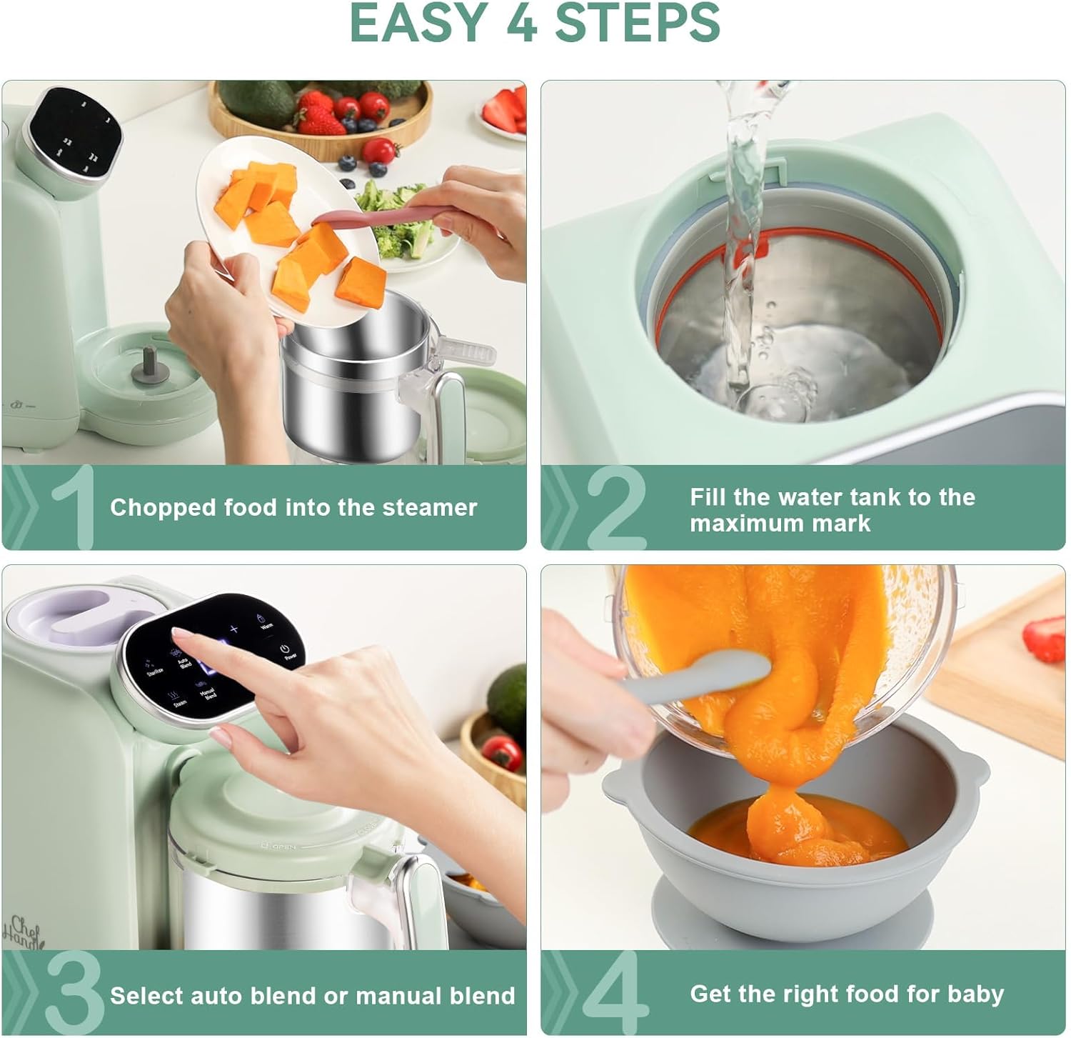 Chefhandy Baby Food Processor Green
