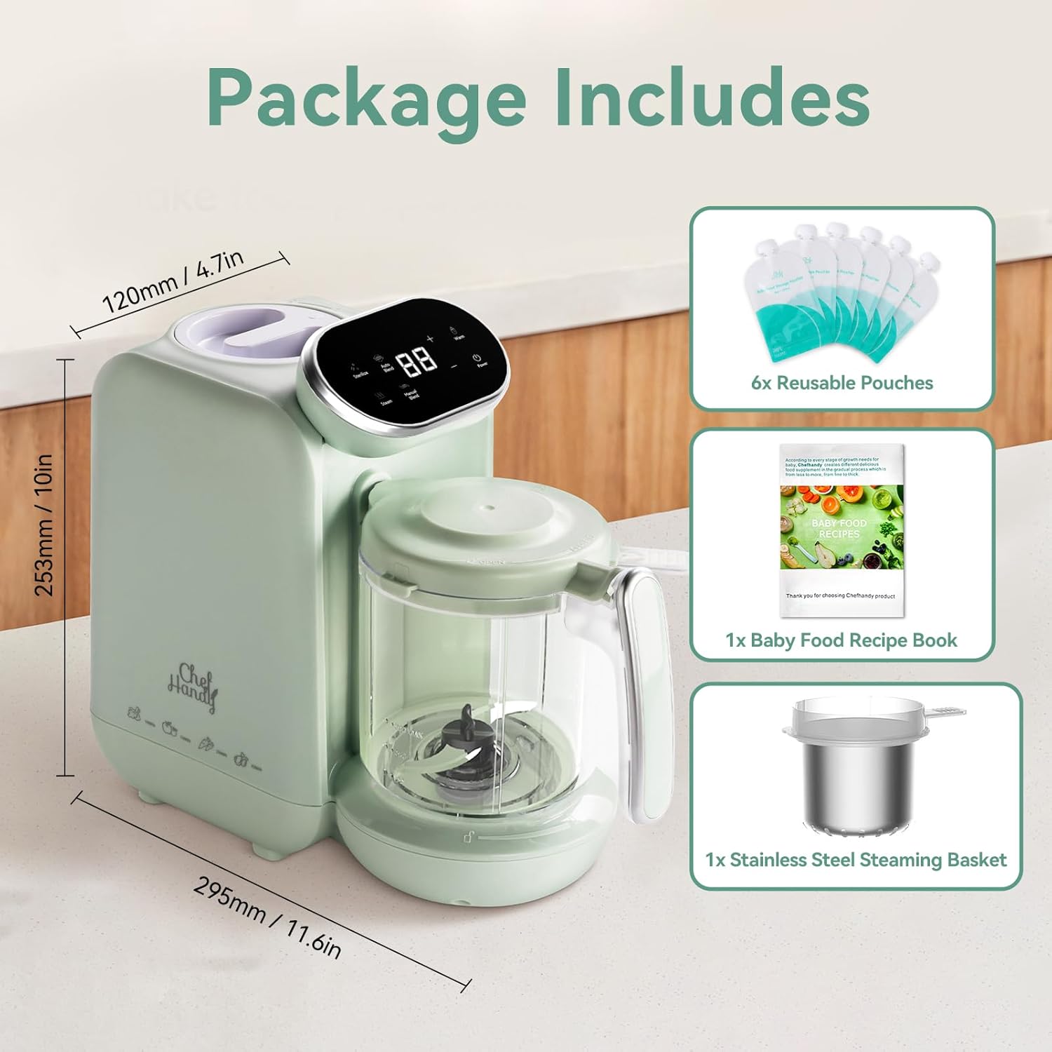 Chefhandy Baby Food Processor Green