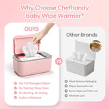 Chefhandy Baby Wipe Warmer, 3-Level Temperature Control, Quiet & Even Heating, Large Capacity for Easy Diaper Changes, Pink