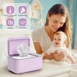 Chefhandy Wipe Warmer with Adjustable Temperature, Silent Heating & Large Capacity | Constant Warmth for Baby or Adult Wipes, Purple