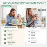 Chefhandy Baby Wipe Warmer, Wipe Warmer and Baby Wet Wipes Dispenser with UV Light Sanitizer,Baby Wipes Warmer for Babies,3 Heat Modes,Night Light,Heating Silence,Large Capacity Wipes Warmer (Green)