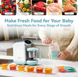 Chefhandy 5-in-1 Baby Food Maker | Auto Steam, Cook & Grind Blender | with Baby Bottle Warmer & 6 BPA-Free Pouches | Touch Screen Control, White