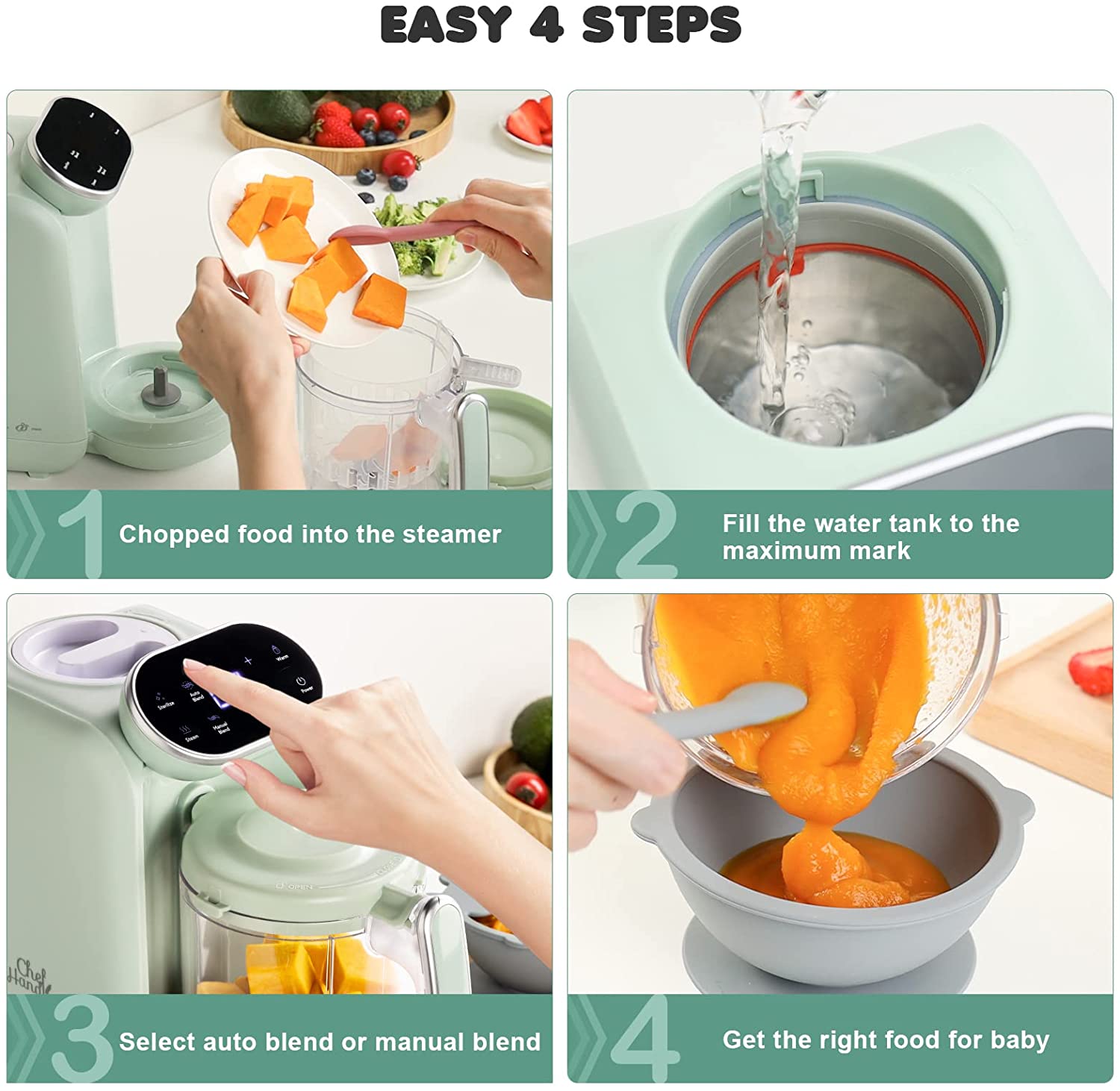 Baby Food Maker, 5 in 1 Baby Food Processor, Smart Control Multifunctional  Steamer Grinder with Steam Pot Auto Cooking & Grinding, Baby Food Warmer